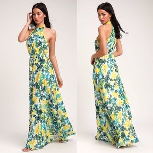 What a Wonder White Floral Print Halter Maxi Dress
